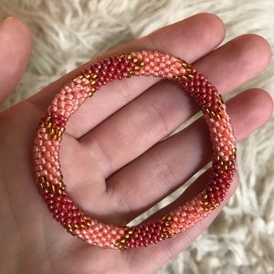 Glass Seed Bead Crochet Roll On Bracelet
